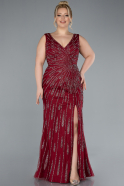 Abendkleid in Übergröße Lang Weinrot ABU4717