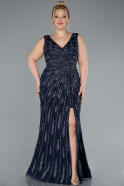 Abendkleid in Übergröße Lang Marineblau ABU4717