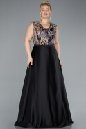 Abendkleid in Übergröße Lang Satin Schwarz ABU4667