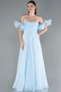 Standesamtkleid Lang Eisblau ABU4773