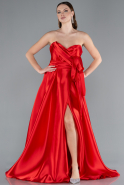 Abendkleid Lang Satin Rot ABU4774