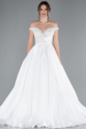 Hochzeitskleider Lang Satin Weiß ABG091