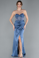 Abendkleid Lang Satin Indigo ABU4568