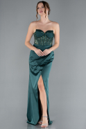 Abendkleid Lang Satin Smaragdgrün ABU4568