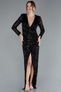Abendkleid Lang Schuppig Schwarz ABU4763