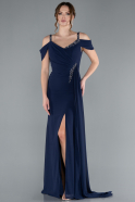 Standesamtkleid Lang Chiffon Marineblau ABU4767