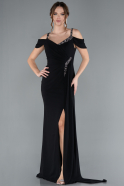 Standesamtkleid Lang Chiffon Schwarz ABU4767