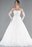 Hochzeitskleider Lang Spitze Weiß ABG038