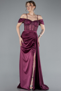 Abendkleid Lang Satin Kirschrot ABU4801