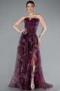 Kirschrot Abendkleid Lang ABU3360