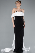 Abendkleid Lang Schwarz-Weiß ABU4797