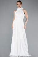 Abendkleid Lang Chiffon Weiß ABU4811