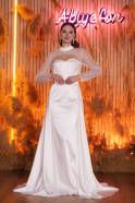 Abendkleid Lang Satin Weiß ABU4765