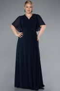 Abendgarderobe in Großen Größen Lang Chiffon Marineblau ABU4794