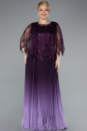Violette Abendkleid İn Übergröße Chiffon Lang ABU4633