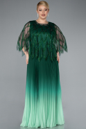 Smaragdgrün Abendkleid İn Übergröße Chiffon Lang ABU4633