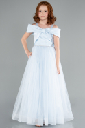 Abendkleid für Kinder Lang Eisblau ABU4826