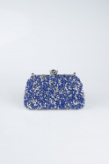 Sächsischblau-Silber Abendtasche Wildleder SH849