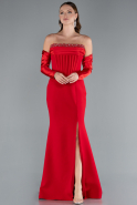 Rot Abendkleid İm Meerjungfrau-Stil Lang ABU4637