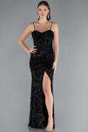 Abendkleid Lang Schuppig Schwarz ABU4842