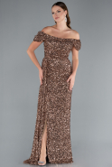 Abendkleid Lang Schuppig Kupfer ABU4843