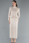 Hijab-Abendkleid Lang Beige ABK2346