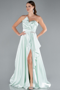 Minzgrün Abendkleid Satin Lang ABU4522