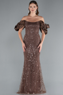 Braun Abendkleid İm Meerjungfrau-Stil Lang ABU4509
