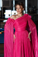 Abendkleid Lang Chiffon Fuchsie ABU4809