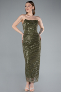 Khaki Partykleid Midi ABK2260