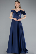 Abendkleid Lang Satin Marineblau ABU4868