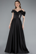 Abendkleid Lang Satin Schwarz ABU4868