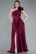 Pflaume Abendkleid Satin Lang ABU4189