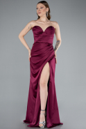 Kirschrot Abschlusskleid Satin Lang ABU4663