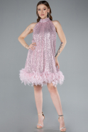 Abendkleid Kurz Puder ABK2348
