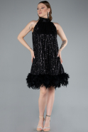 Abendkleid Kurz Schwarz ABK2348