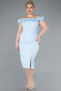Partykleid in Übergröße Midi Eisblau ABK2318