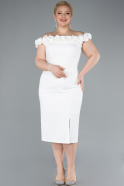 Partykleid in Übergröße Midi Weiß ABK2318