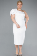 Partykleid in Übergröße Midi Weiß ABK2319