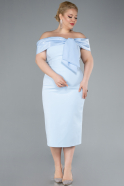 Partykleid in Übergröße Midi Eisblau ABK2321
