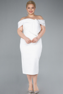 Partykleid in Übergröße Midi Weiß ABK2321