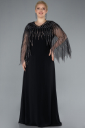 Abendkleid in Übergröße Lang Chiffon Schwarz ABU4888
