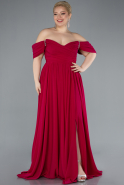 Fuchsie dunkel Abendgarderobe İn Großen Größen Chiffon Lang ABU3738