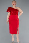 Partykleid in Übergröße Midi Rot ABK2319