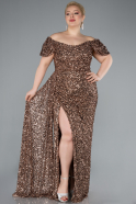Abendkleid in Übergröße Lang Schuppig Kupfer ABU4863