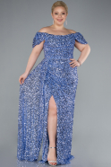 Abendkleid in Übergröße Lang Schuppig Indigo ABU4863