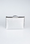 Abendtasche Gemustertes Leder Silber KC126