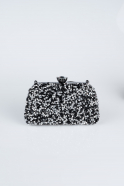 Abendtasche Verputz Schwarz-Silber SH849