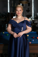 Kleider in Großen Größen Lang Satin Marineblau ABU4869