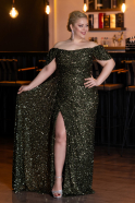 Abendkleid in Übergröße Lang Schuppig Khaki ABU4863